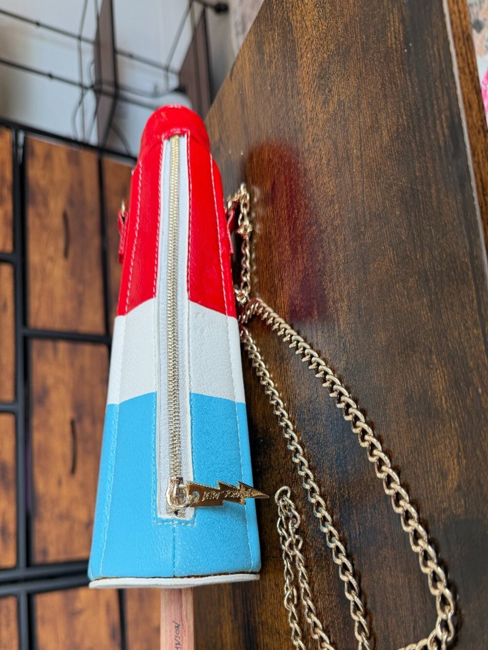 Betsey Johnson Rocket Pop Red White Blue Popsicle Chain Crossbody Bag